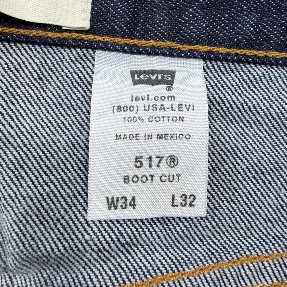 Levi's 517 Men's Boot Cut Jeans Dark Blue W34 L32 100% Cotton - Picture 8 of 15
